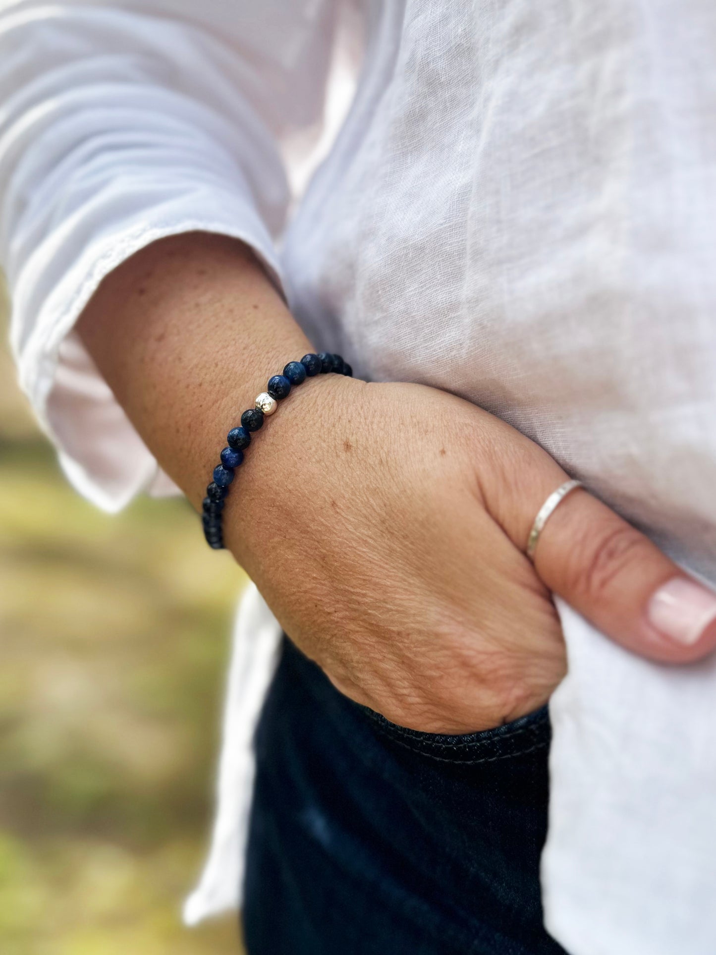 Navy Tiger's Eye Gemstone Bracelet